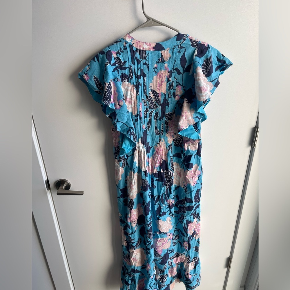 Anthropolagie Mauve Floral Blue Maxi Dress - Picture 7 of 8